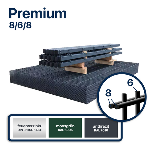Komplettzaunpaket "PREMIUM" 8/6/8